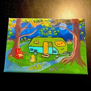 Litle cute camping night paint